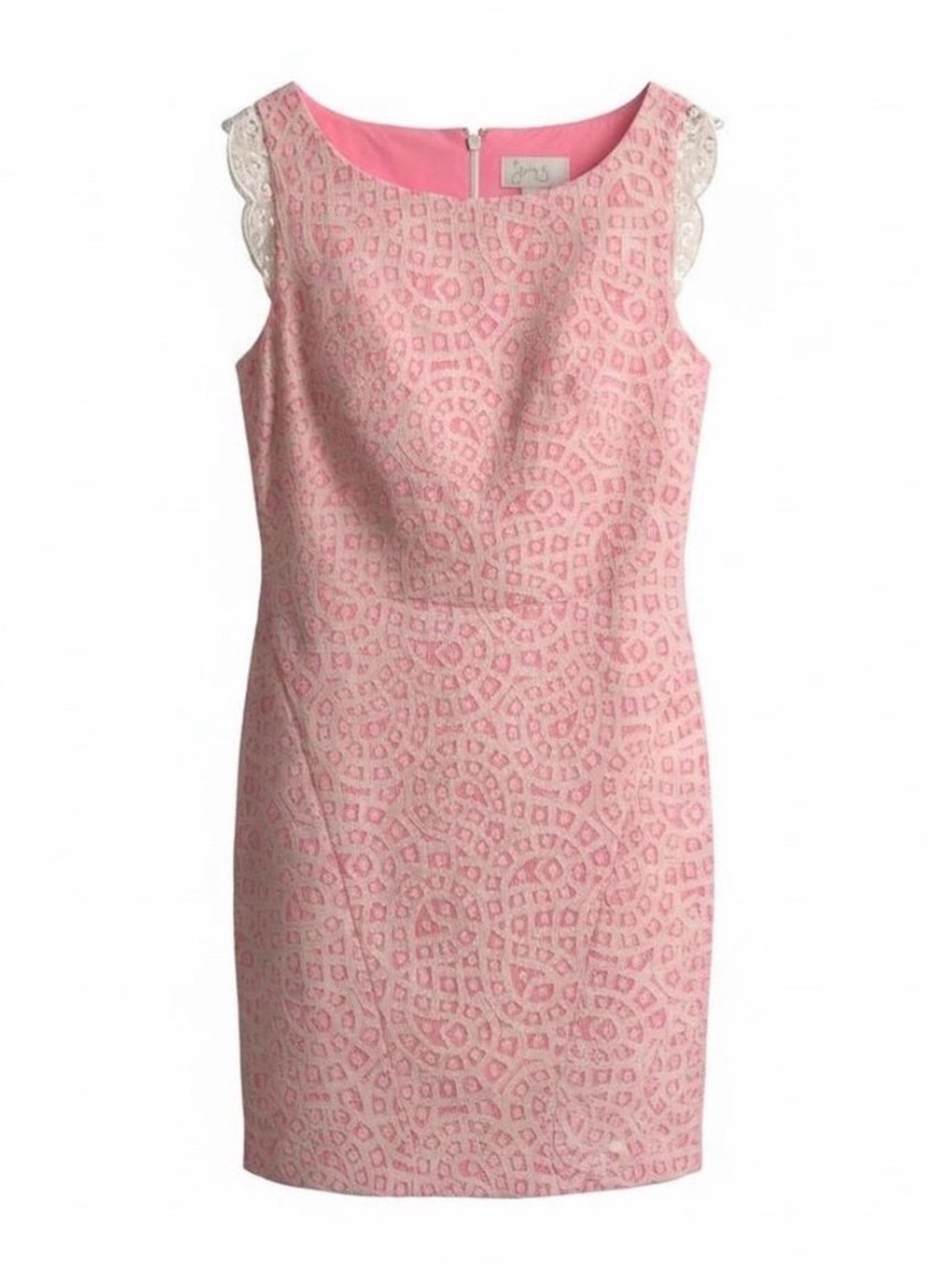 Jessica Simpson Pink & White Lace-Trim Sheath Dress Size 8